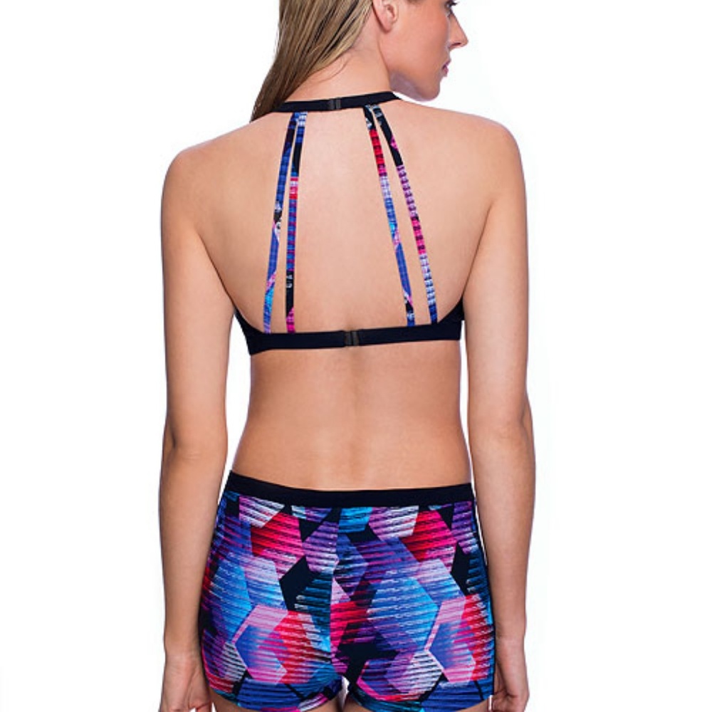 Gottex Two Piece Swimsuit High Neck Top Boy Short - Picture 3 of 8